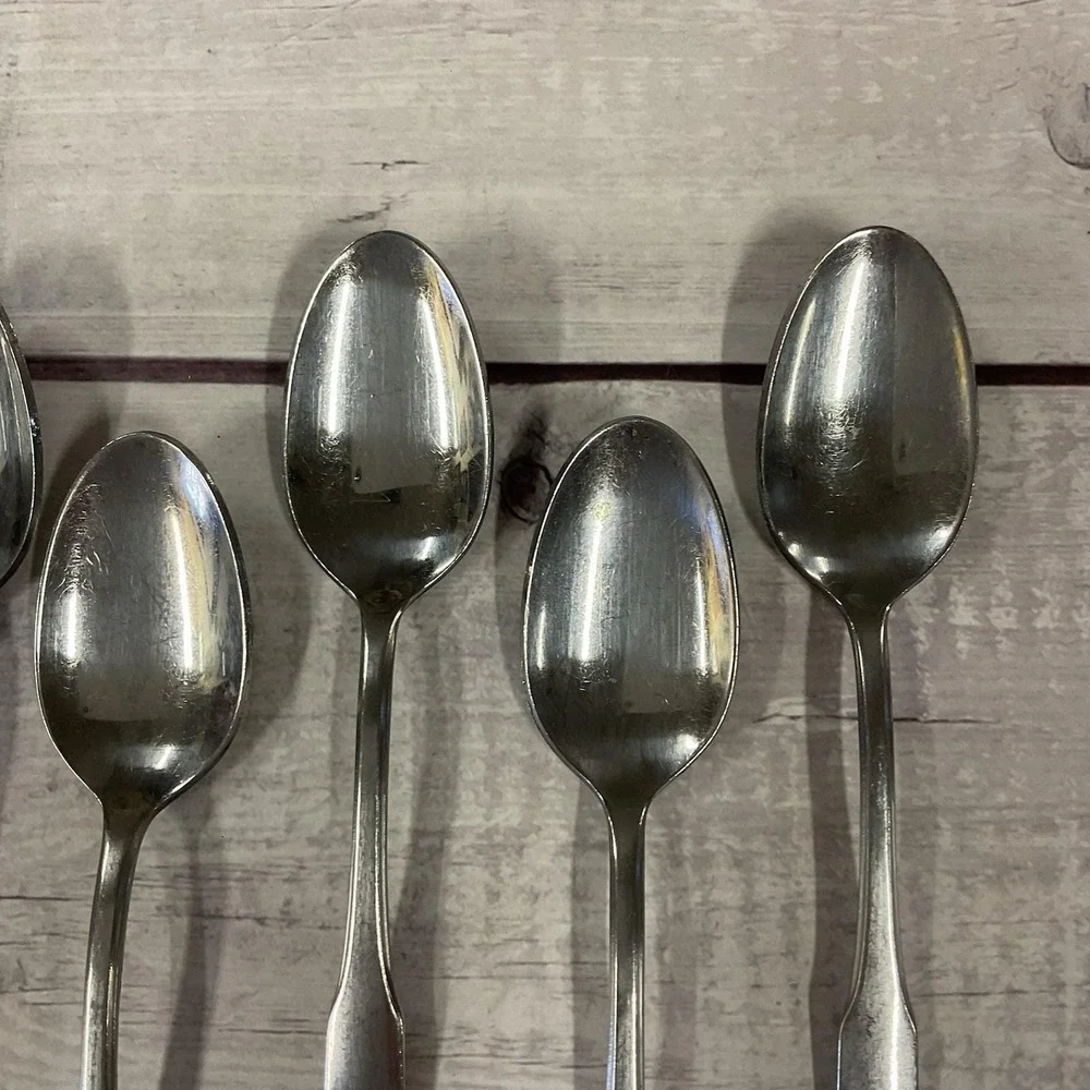 International Silver Mark II Stainless Flatware Colonial Scroll 7 Teaspoons #3